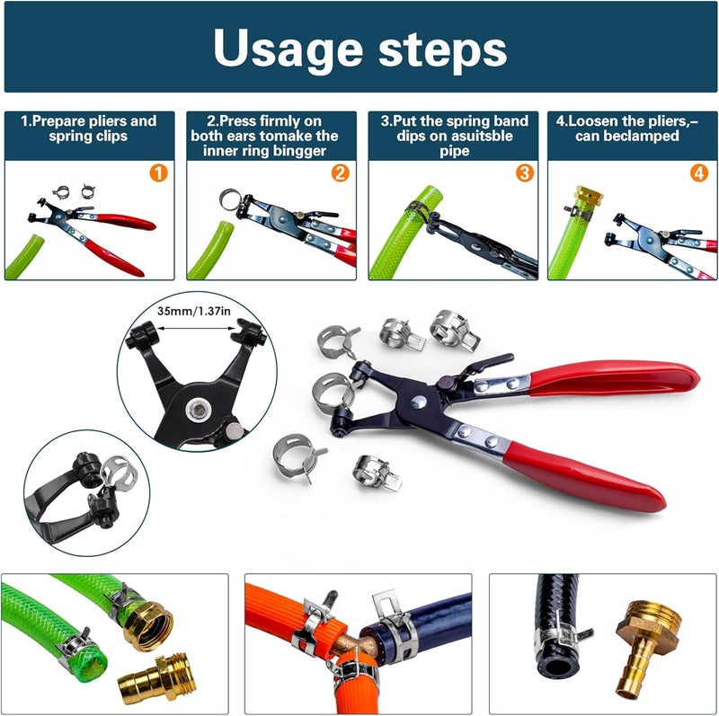 AskWay Spring Pipe Clamps340PCS, With Spring Pipe Clamp Tools, 12 Sizes 6-22mm Spring Hose Clamps, Used To Fix Hose Interfaces In Automotive, Marine, Gardening, Industrial Applications - Image 5